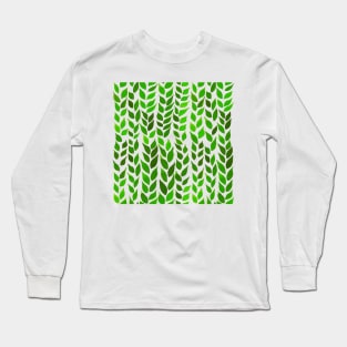 Simple Watercolor Leaves - Lime Green - Transparent Long Sleeve T-Shirt
